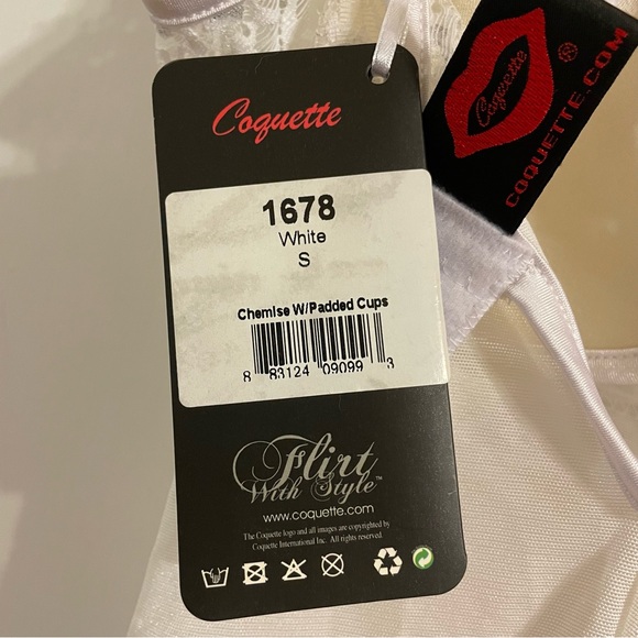 Coquette White Lacy Chemise with Padded Bra | Sexy Sparkly Lingerie Bride Lace - Picture 9 of 14